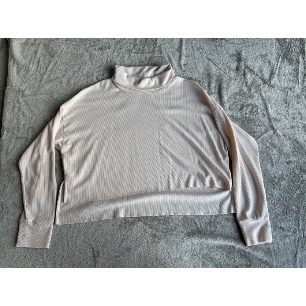 American Eagle Cream Waffle Knit Mock Neck Cropped Top Womens Medium‎ Normcore